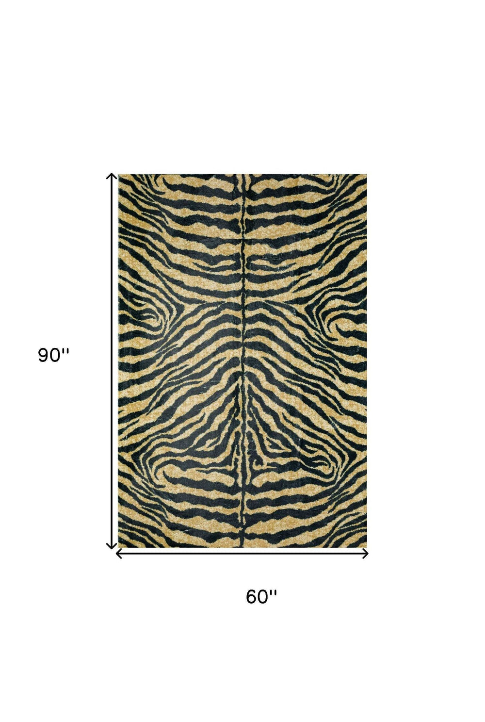 5' X 8' Black and Gold Animal Print Shag Handmade Non Skid Area Rug - Homeroots - Flyclothing LLC