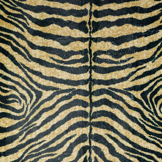 8' X 10' Black and Gold Animal Print Shag Handmade Non Skid Area Rug - Homeroots - Flyclothing LLC