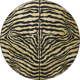 8' X 8' Black and Gold Round Animal Print Shag Handmade Non Skid Area Rug - Homeroots - Flyclothing LLC