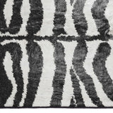 2' X 3' Black and White Zebra Print Shag Handmade Non Skid Area Rug - Homeroots