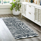 3' X 8' Black and White Zebra Print Shag Handmade Non Skid Runner Rug - Homeroots - Flyclothing LLC