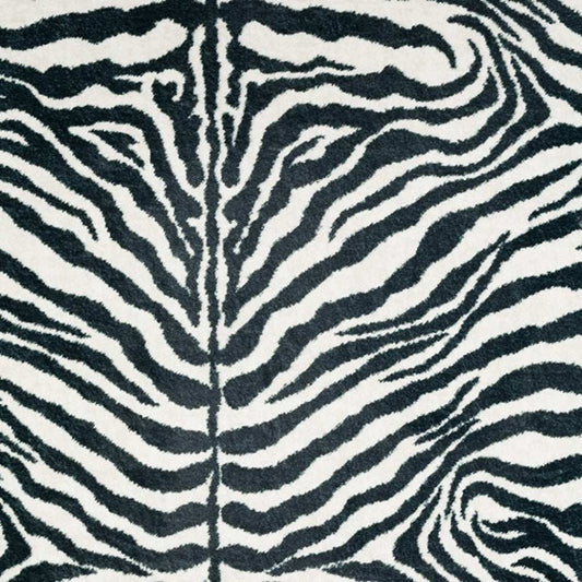 8' X 10' Black and White Zebra Print Shag Handmade Non Skid Area Rug - Homeroots - Flyclothing LLC