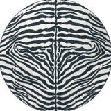 8' X 8' Black and White Zebra Print Round Shag Handmade Non Skid Area Rug - Homeroots - Flyclothing LLC