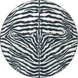 8' X 8' Black and White Zebra Print Round Shag Handmade Non Skid Area Rug - Homeroots - Flyclothing LLC