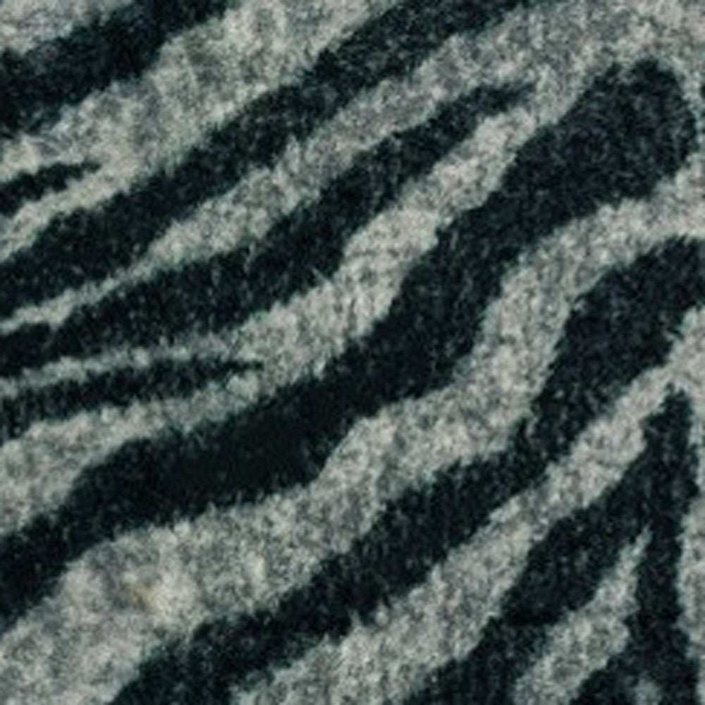 2' X 8' Black and Gray Zebra Print Shag Handmade Non Skid Runner Rug - Homeroots - Flyclothing LLC