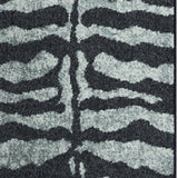 2' X 8' Black and Gray Zebra Print Shag Handmade Non Skid Runner Rug - Homeroots