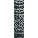 2' X 8' Black and Gray Zebra Print Shag Handmade Non Skid Runner Rug - Homeroots