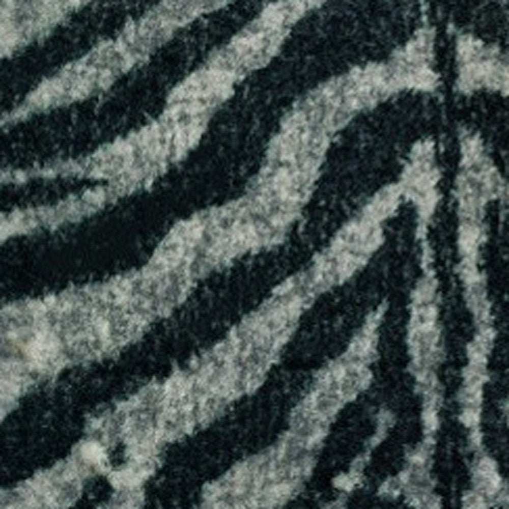 5' X 8' Black and Gray Zebra Print Shag Handmade Non Skid Area Rug - Homeroots - Flyclothing LLC