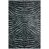 5' X 8' Black and Gray Zebra Print Shag Handmade Non Skid Area Rug - Homeroots - Flyclothing LLC