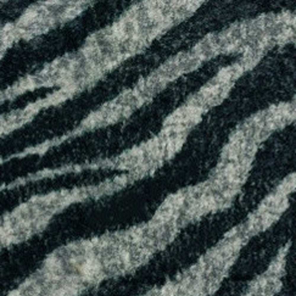 8' X 8' Black and Gray Round Zebra Print Shag Handmade Non Skid Area Rug - Homeroots - Flyclothing LLC