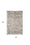 2' X 8' Mocha and Cream Zebra Print Shag Handmade Non Skid Runner Rug - Homeroots - Flyclothing LLC