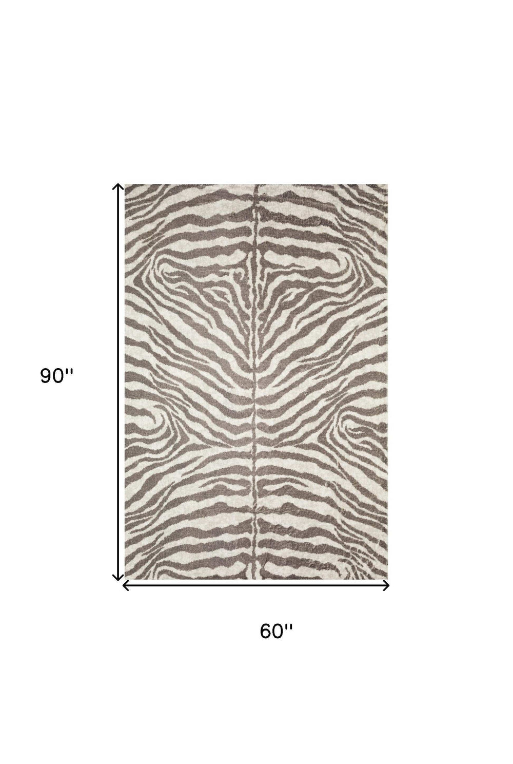 5' X 8' Mocha and Cream Zebra Print Shag Handmade Non Skid Area Rug - Homeroots - Flyclothing LLC