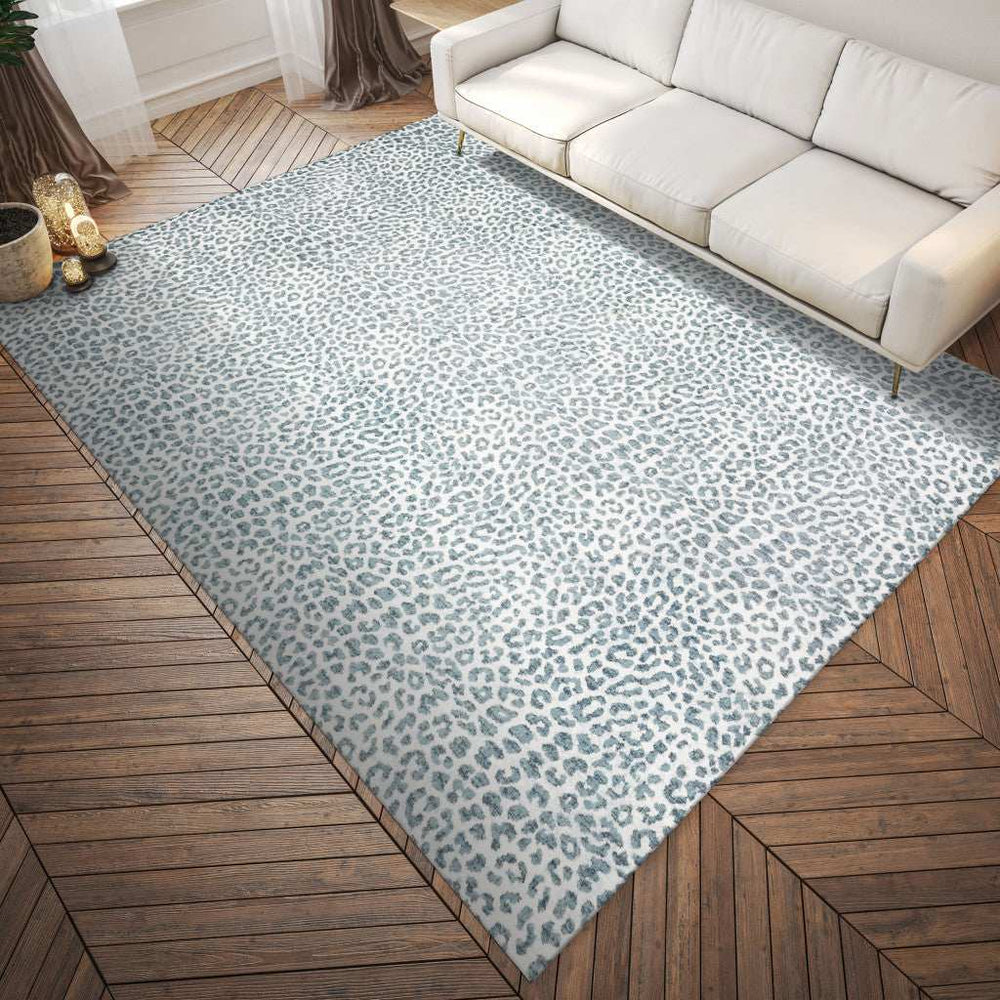 5' X 8' Grey Leopard Print Shag Handmade Non Skid Area Rug - Homeroots - Flyclothing LLC