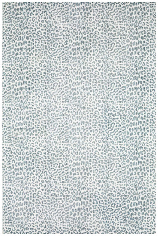 8' X 8' Grey Leopard Print Round Shag Handmade Non Skid Area Rug - Homeroots - Flyclothing LLC