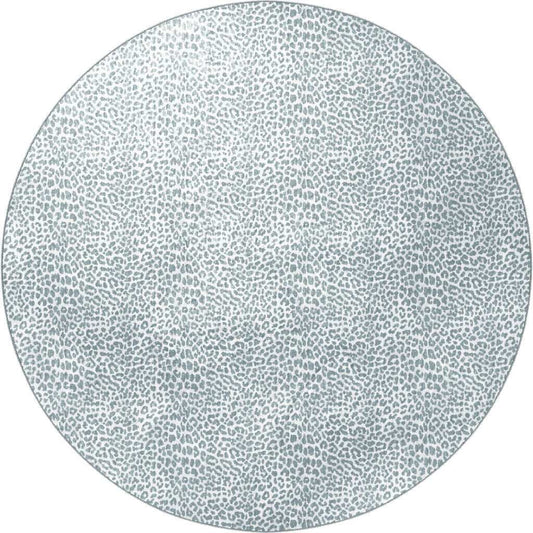 8' X 8' Grey Leopard Print Round Shag Handmade Non Skid Area Rug - Homeroots - Flyclothing LLC