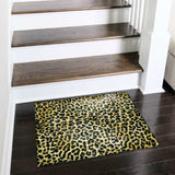 2' X 3' Black and Gold Leopard Print Shag Handmade Non Skid Area Rug - Homeroots - Flyclothing LLC
