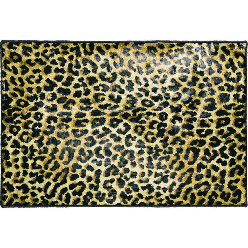 2' X 3' Black and Gold Leopard Print Shag Handmade Non Skid Area Rug - Homeroots - Flyclothing LLC