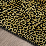 2' X 3' Black and Gold Leopard Print Shag Handmade Non Skid Area Rug - Homeroots