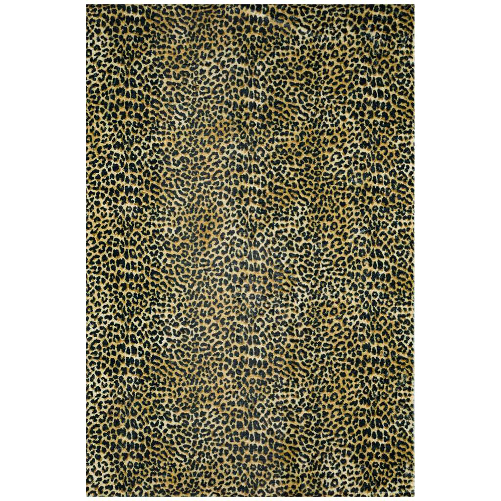 5' X 8' Black and Gold Leopard Print Shag Handmade Non Skid Area Rug - Homeroots - Flyclothing LLC