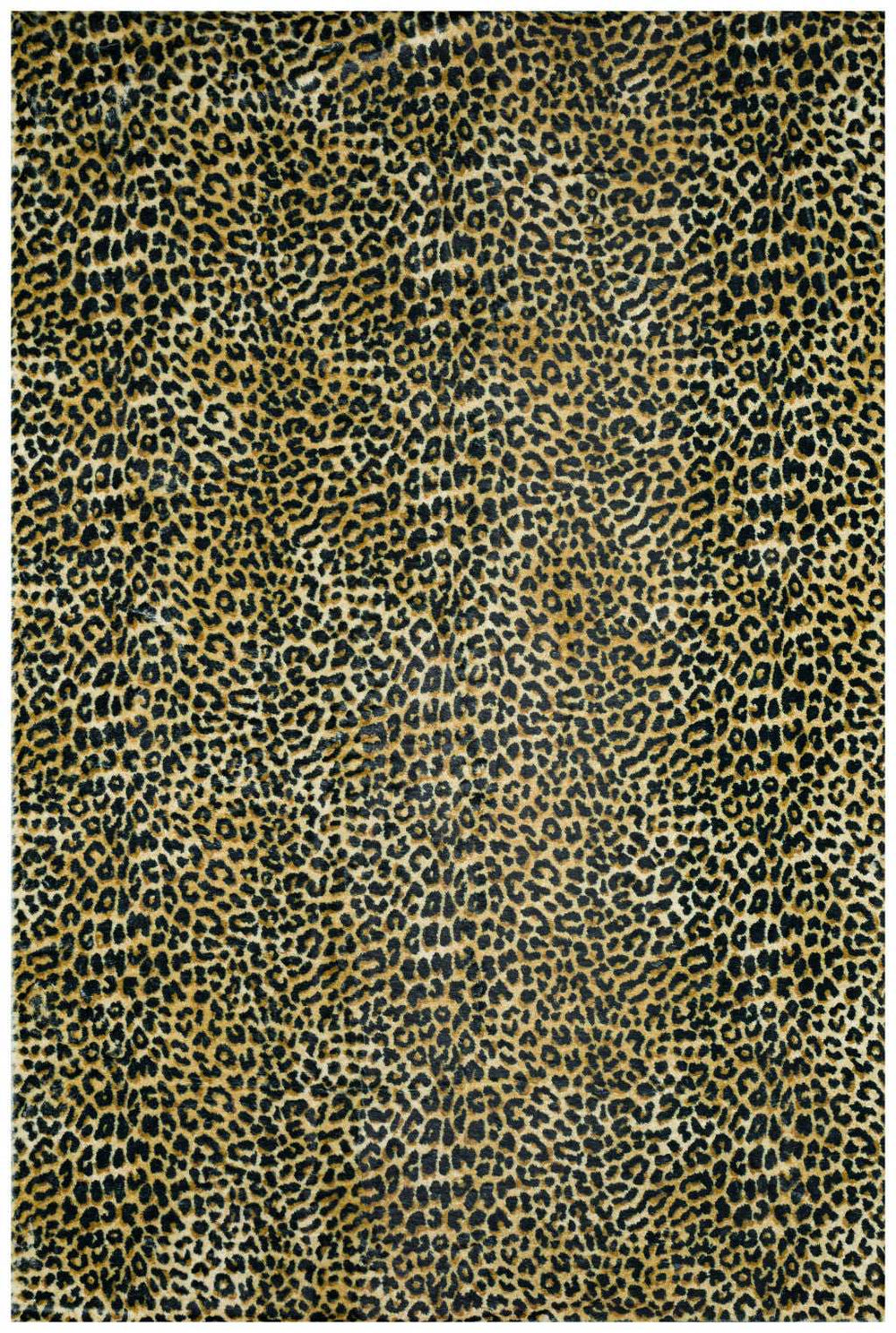 8' X 10' Black and Gold Leopard Print Shag Handmade Non Skid Area Rug - Homeroots - Flyclothing LLC