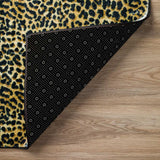 8' X 8' Black and Gold Round Leopard Print Shag Handmade Non Skid Area Rug - Homeroots - Flyclothing LLC