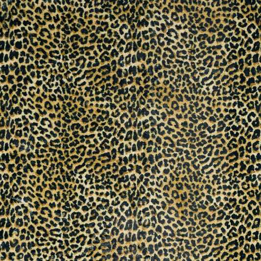 8' X 8' Black and Gold Round Leopard Print Shag Handmade Non Skid Area Rug - Homeroots - Flyclothing LLC