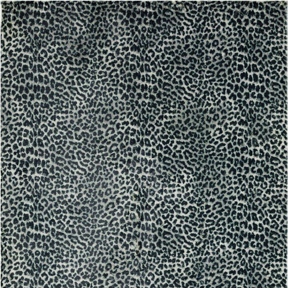 2' X 8' Black and Gray Leopard Print Shag Handmade Non Skid Runner Rug - Homeroots