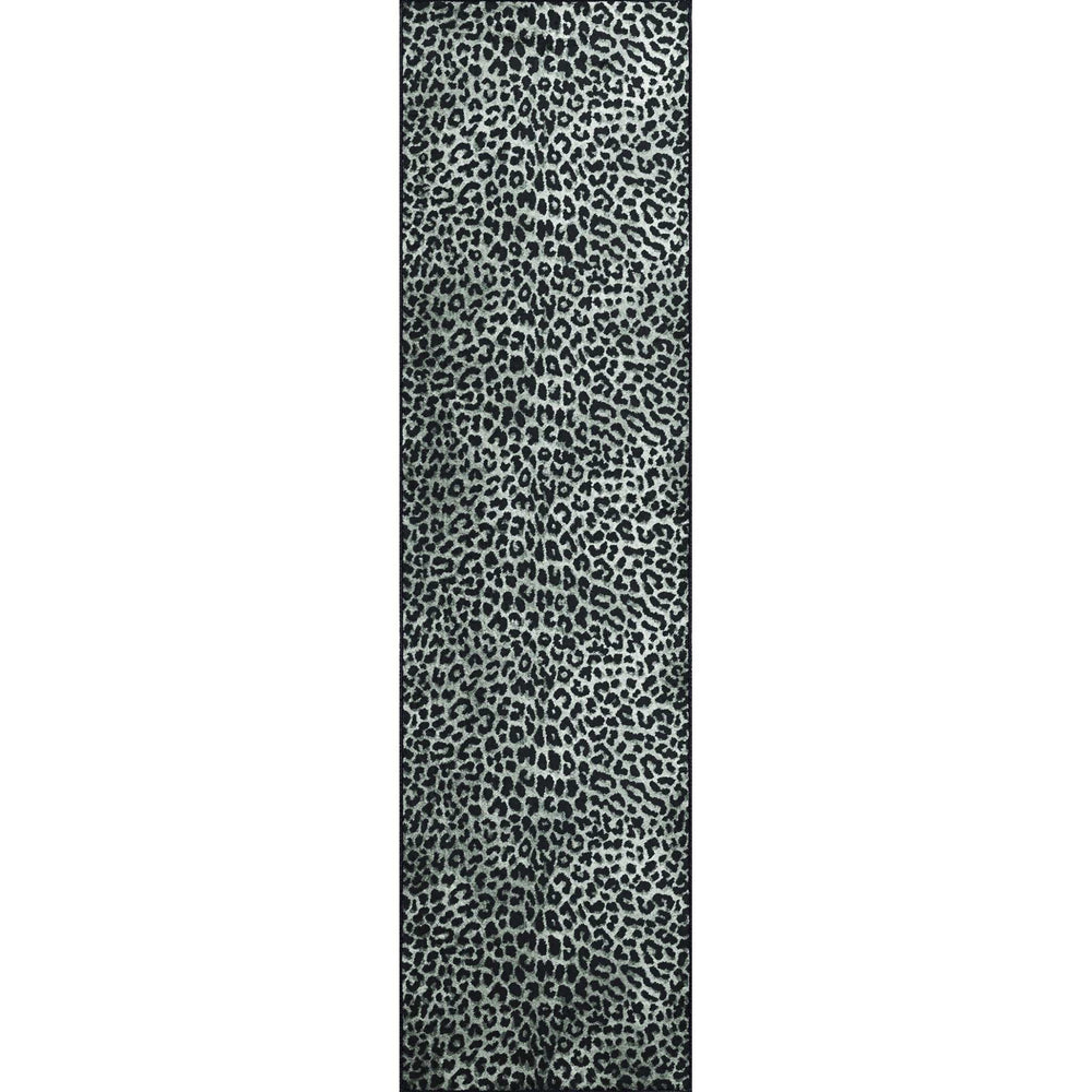 2' X 8' Black and Gray Leopard Print Shag Handmade Non Skid Runner Rug - Homeroots - Flyclothing LLC