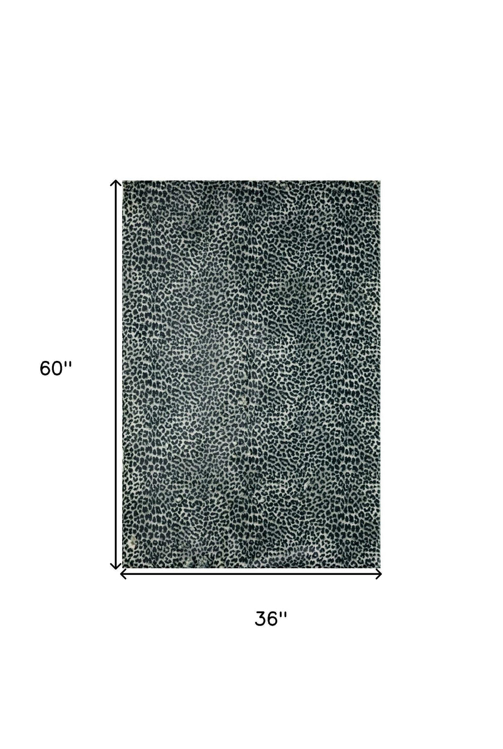3' X 5' Black and Gray Leopard Print Shag Handmade Non Skid Area Rug - Homeroots - Flyclothing LLC