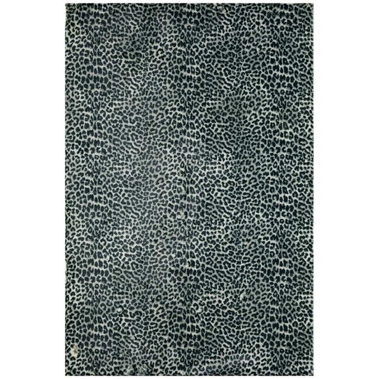 3' X 5' Black and Gray Leopard Print Shag Handmade Non Skid Area Rug - Homeroots - Flyclothing LLC