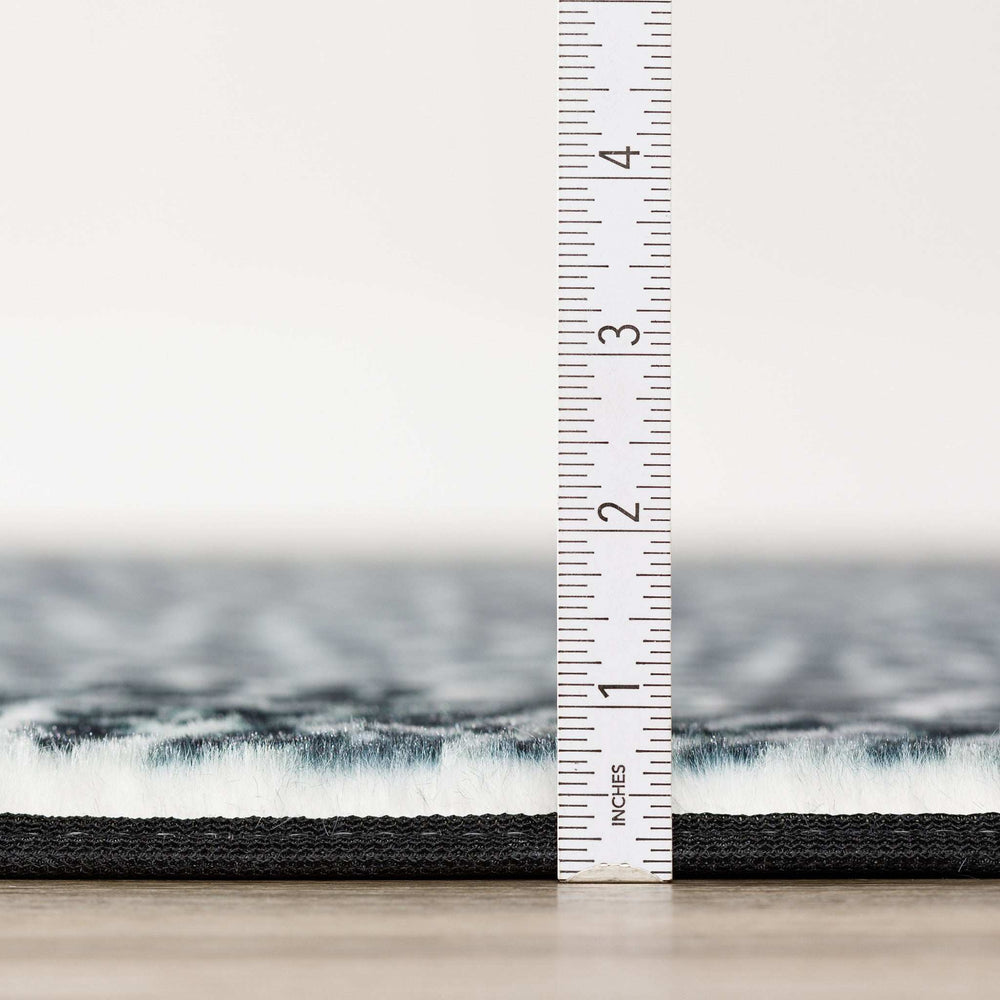 5' X 8' Black and Gray Leopard Print Shag Handmade Non Skid Area Rug - Homeroots - Flyclothing LLC