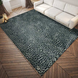 5' X 8' Black and Gray Leopard Print Shag Handmade Non Skid Area Rug - Homeroots - Flyclothing LLC