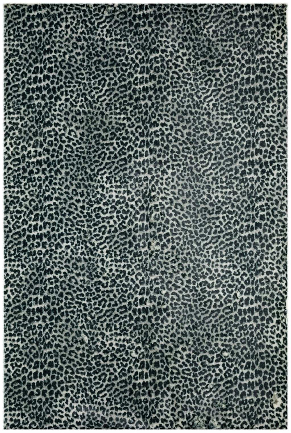 8' X 10' Black and Gray Leopard Print Shag Handmade Non Skid Area Rug - Homeroots - Flyclothing LLC