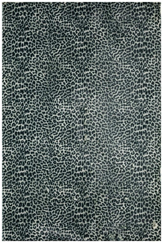 8' X 10' Black and Gray Leopard Print Shag Handmade Non Skid Area Rug - Homeroots - Flyclothing LLC