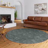 8' X 8' Black and Gray Leopard Round Shag Handmade Non Skid Area Rug - Homeroots - Flyclothing LLC