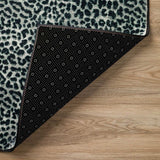 8' X 8' Black and Gray Leopard Round Shag Handmade Non Skid Area Rug - Homeroots - Flyclothing LLC