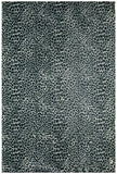 8' X 8' Black and Gray Leopard Round Shag Handmade Non Skid Area Rug - Homeroots - Flyclothing LLC