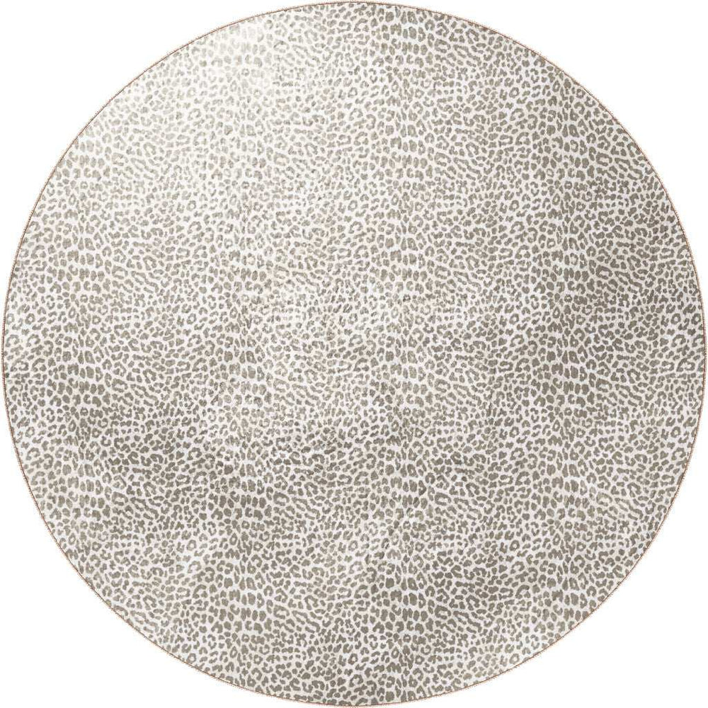 8' X 8' Beige and Cream Leopard Round Shag Handmade Non Skid Area Rug - Homeroots - Flyclothing LLC