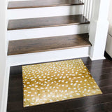 2' X 3' Gold Gazelle Print Shag Handmade Non Skid Area Rug - Homeroots - Flyclothing LLC