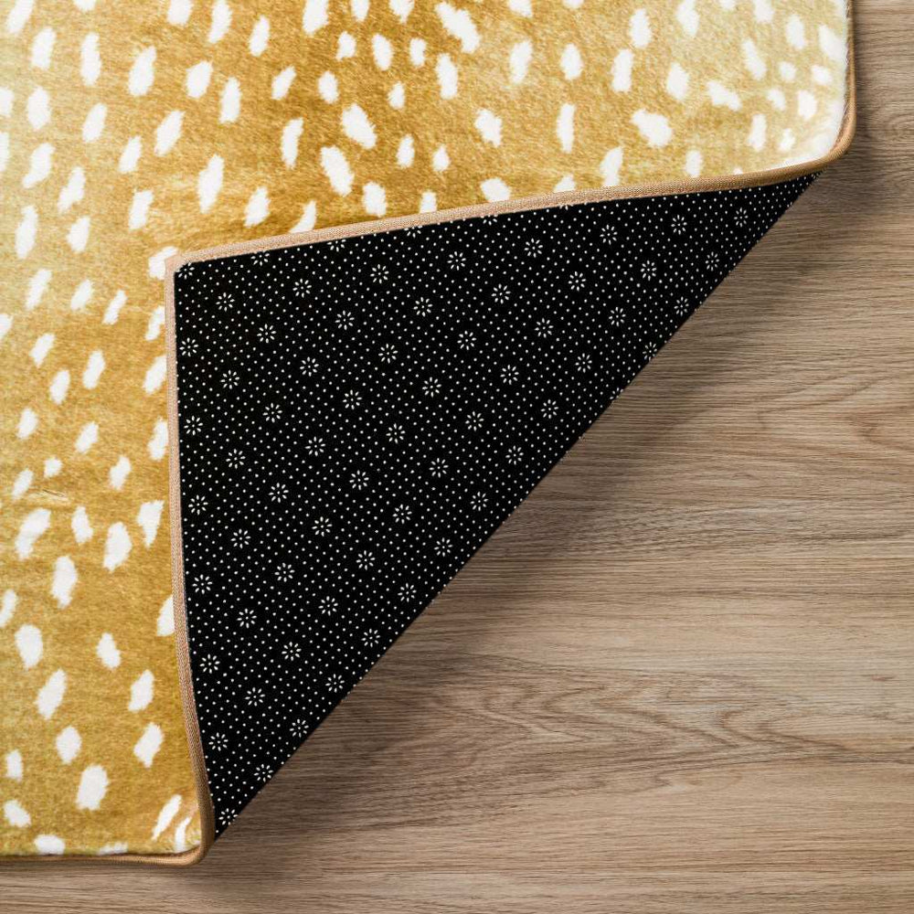 2' X 3' Gold Gazelle Print Shag Handmade Non Skid Area Rug - Homeroots - Flyclothing LLC