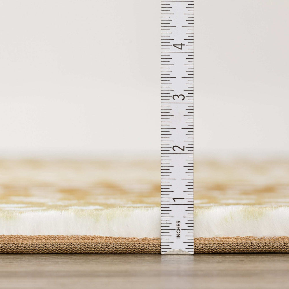 2' X 8' Gold Gazelle Print Shag Handmade Non Skid Runner Rug - Homeroots - Flyclothing LLC