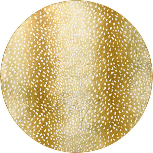 8' X 8' Gold Round Gazelle Print Shag Handmade Non Skid Area Rug - Homeroots - Flyclothing LLC