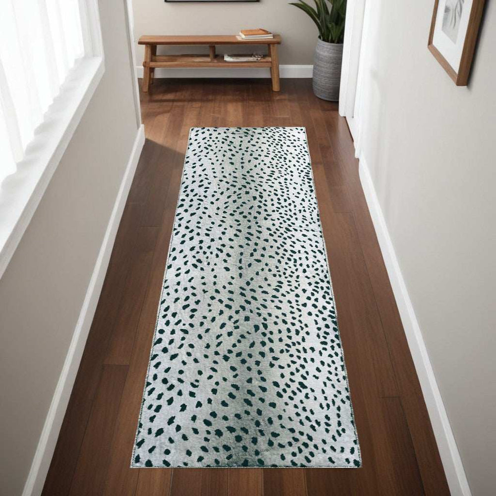 2' X 8' Black Gazelle Print Shag Handmade Non Skid Runner Rug - Homeroots - Flyclothing LLC
