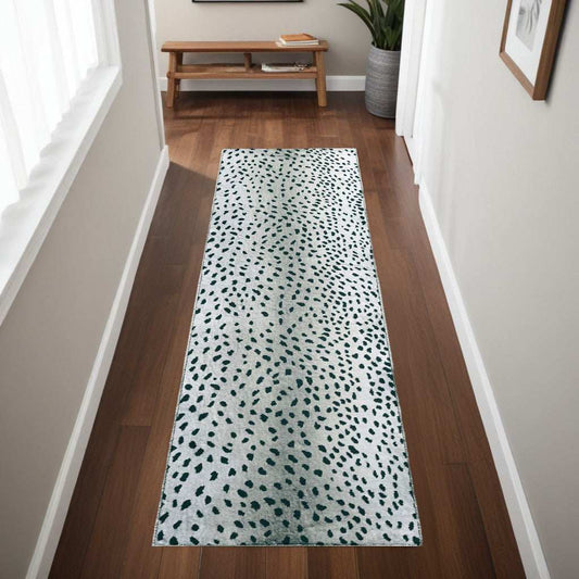 2' X 8' Black Gazelle Print Shag Handmade Non Skid Runner Rug - Homeroots - Flyclothing LLC