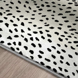 8' X 8' Black Round Gazelle Print Shag Handmade Non Skid Area Rug - Homeroots - Flyclothing LLC
