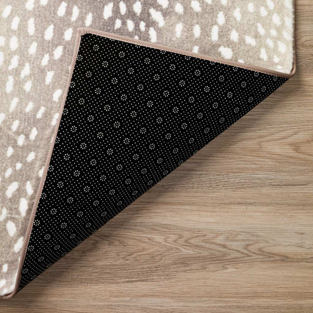 3' X 5' Beige Gazelle Print Shag Handmade Non Skid Area Rug - Homeroots - Flyclothing LLC