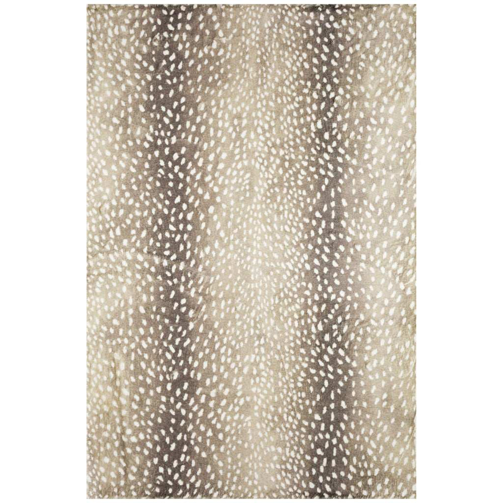 3' X 5' Beige Gazelle Print Shag Handmade Non Skid Area Rug - Homeroots - Flyclothing LLC