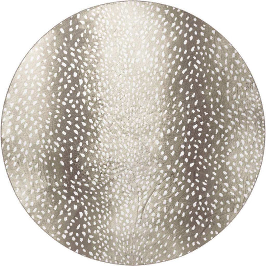 8' X 8' Beige Round Gazelle Print Shag Handmade Non Skid Area Rug - Homeroots - Flyclothing LLC