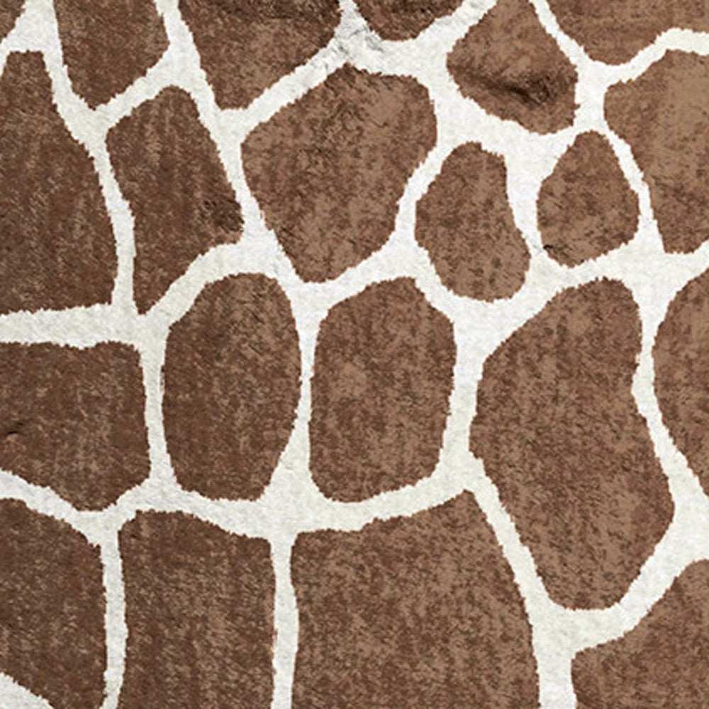 8' Brown and Ivory Animal Print Handmade Non Skid Runner Rug - Homeroots - Flyclothing LLC