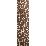 8' Brown and Ivory Animal Print Handmade Non Skid Runner Rug - Homeroots